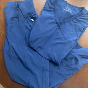 Cherokee Infinity Elastic Waist Jogger Pants & Mock Wrap Top- Navy